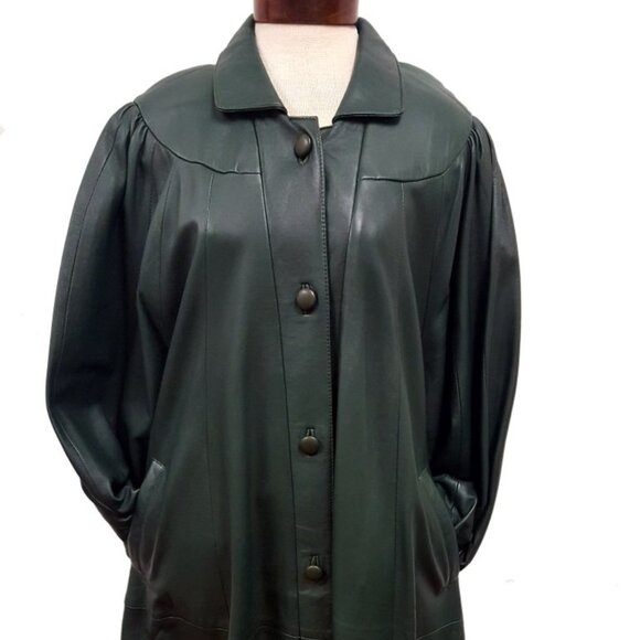 Women’s Full Length Soft Leather Swing Coat Plus Size 4 Color's Available - Picture 7 of 10